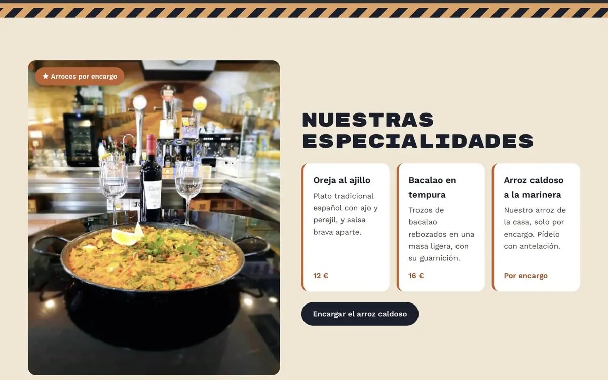 Especialidades de Taberna Fuxión