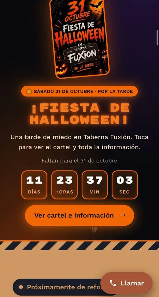 Cuenta atrás de la fiesta de Halloween en el móvil